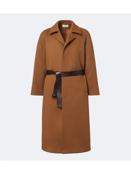 Cu centură palton Saint Laurent de lână maro