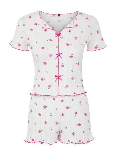 Trendyol Pantaloni scurți galben / verde / roz închis alb