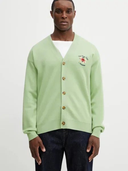 Vuneni kardigan Drôle de Monsieur Slogan Rose zelena