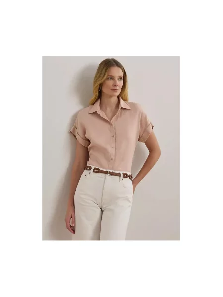 Koszula z krótkim rękawem Lauren Ralph Lauren z krótkim rękawem różowa