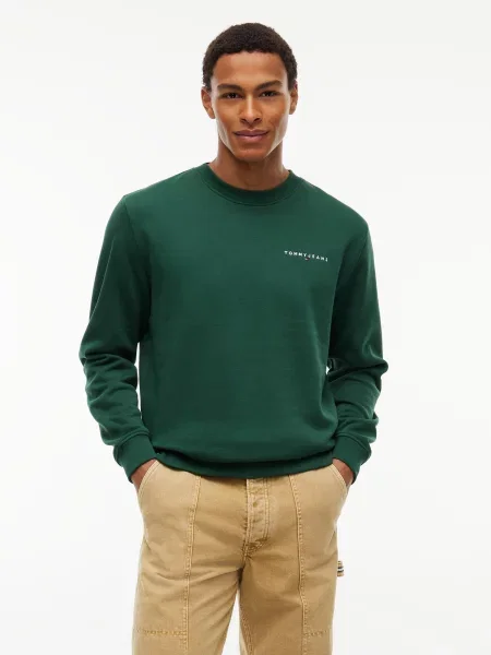 Tommy Jeans Mikina LINEAR smaragdová biela
