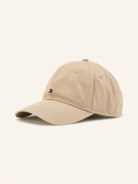Czapka z daszkiem z czystej bawełny Tommy Hilfiger beżowa