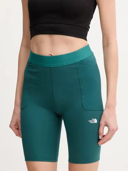The North Face pantaloni scurti sport Refina femei neted high waist verde