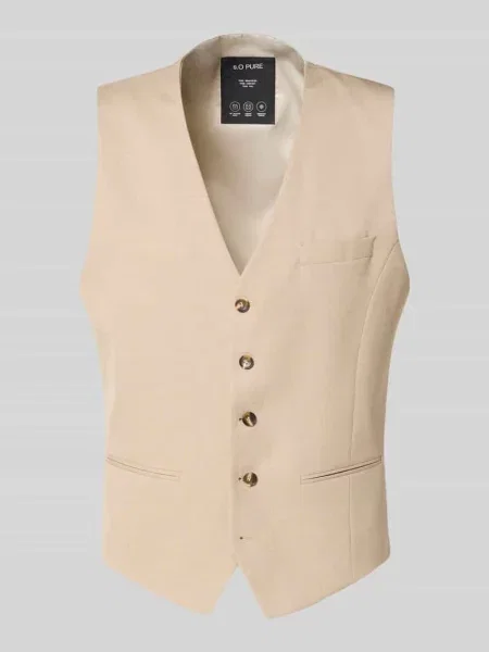 Kamizelka garniturowa krój regular fit z dodatkiem S.oliver Black Label beżowa