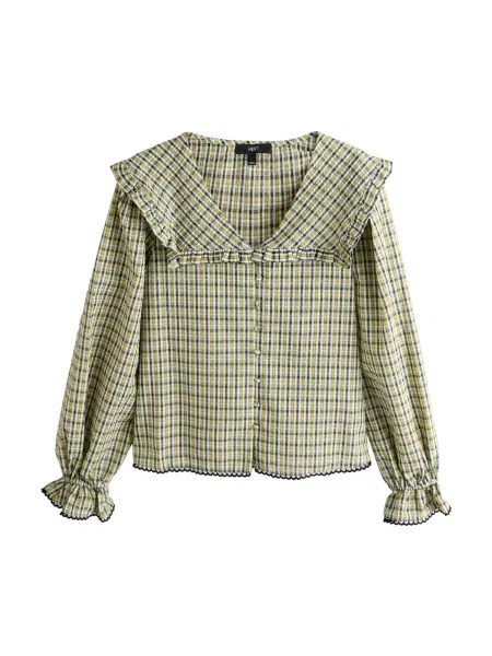 Next Bluză gri / verde deschis / portocaliu deschis alb