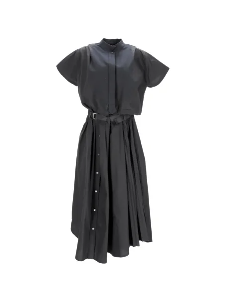 Rochie midi Sacai până la genunchi de costum negru
