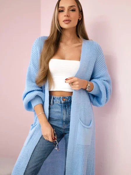 Cardigan Kesi Włoski lung albastru