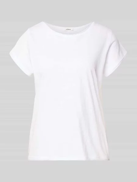 Krój regular fit t-shirt z bawełny z cieniowanej przędzy S.oliver Red Label biała