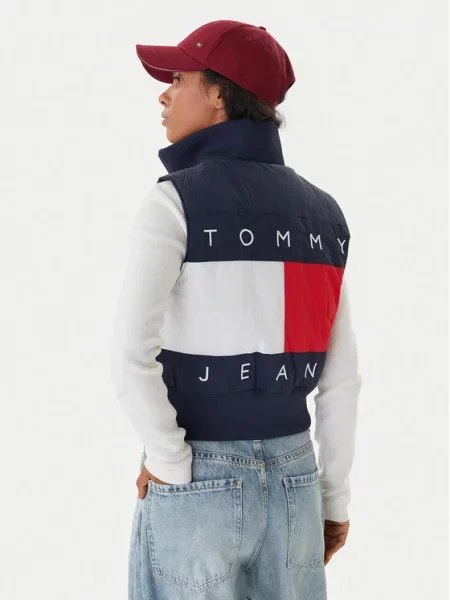 Tommy Jeans Brezrokavnik Mornarsko modra