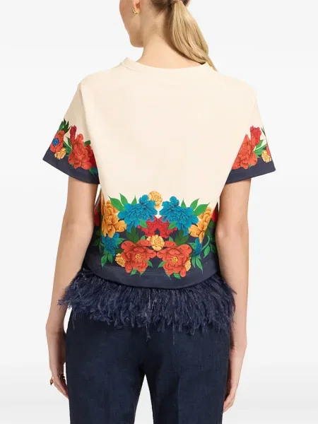 Koszulka La Doublej w piórka w kwiatki