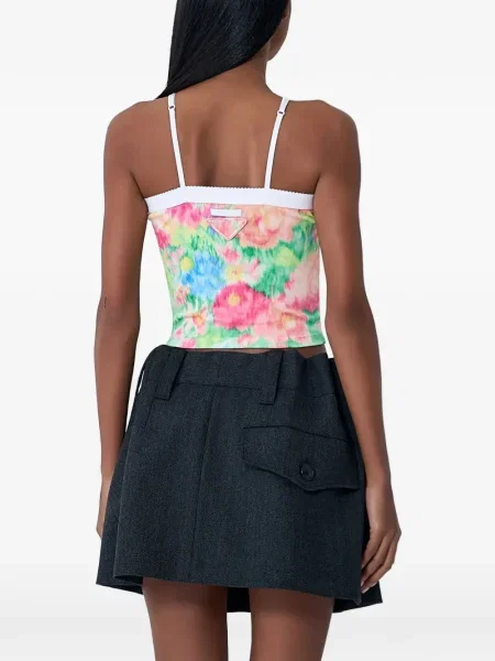Cropp top Prada cu model floral verde