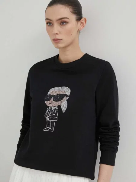 Mikina Karl Lagerfeld černá s aplikací bílá