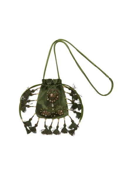 Aksamitna torebka Maliparmi zielona