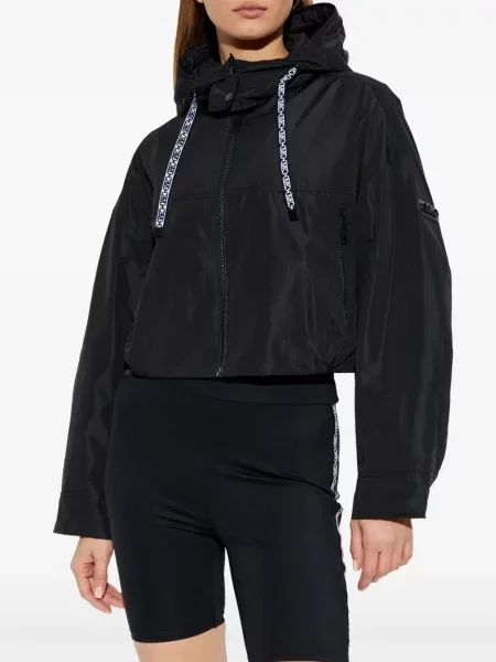 Hanorac cu glugă Michael Michael Kors biker cu imagine tricotate negru