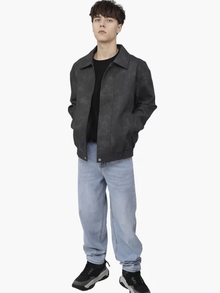 Шкіряна куртка YUKI темно-сірий екошкіра сіра