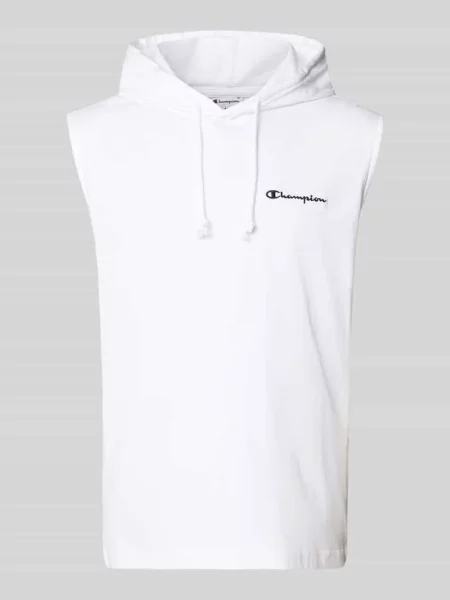 Bluza z kapturem z wyhaftowanym logo Champion biała