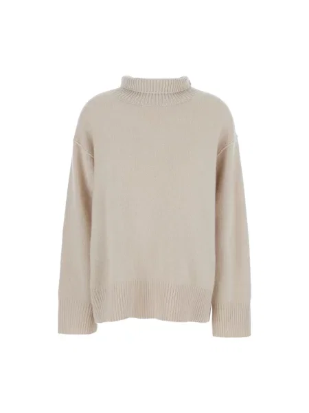 Lniany sweter z golfem Soft Goat beżowy