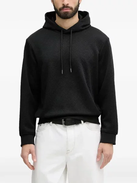 Hanorac cu glugă Armani Exchange din jacard cu autograf negru