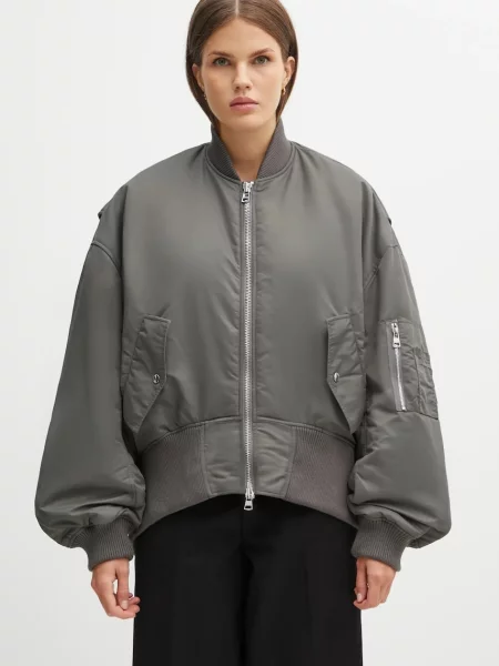 JW Anderson geacă bomber Oversized Curved Hem Bomber de tranziție oversize gri
