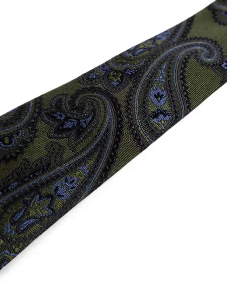 Cravată Etro de mătase cu imagine cu model paisley verde