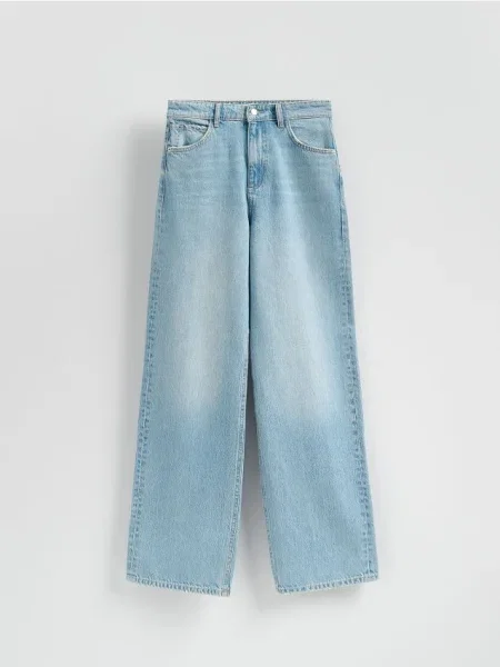Reserved Blugi wide leg albastru