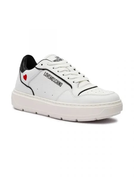 Love Moschino De piele sneakers alb