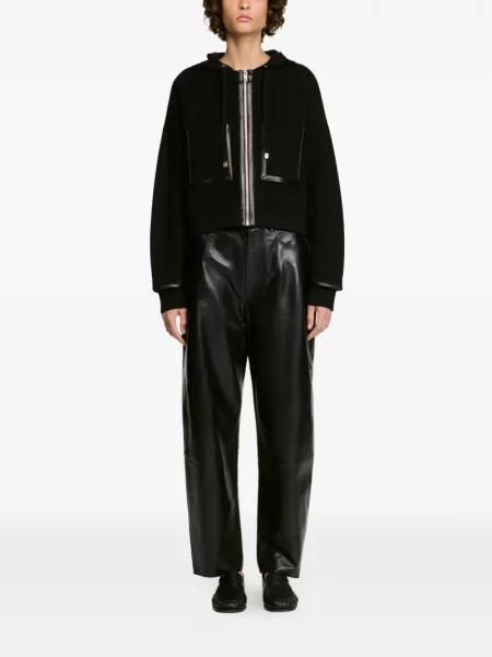 Cardigan Sandro din piele cu glugă negru