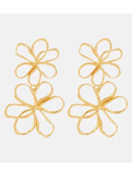 Cercei Oscar De La Renta cu model floral auriu