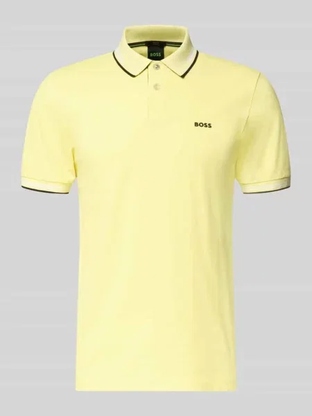 Koszulka polo z czystej bawełny krój slim fit model PAUL' Boss Green żółte