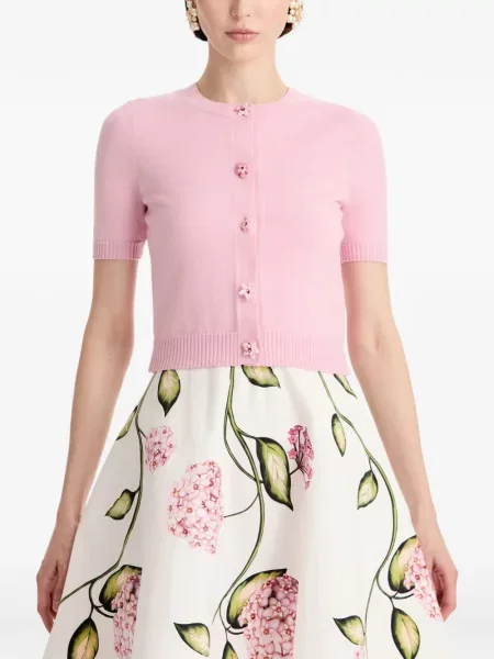 Cardigan Oscar De La Renta cu model floral roz