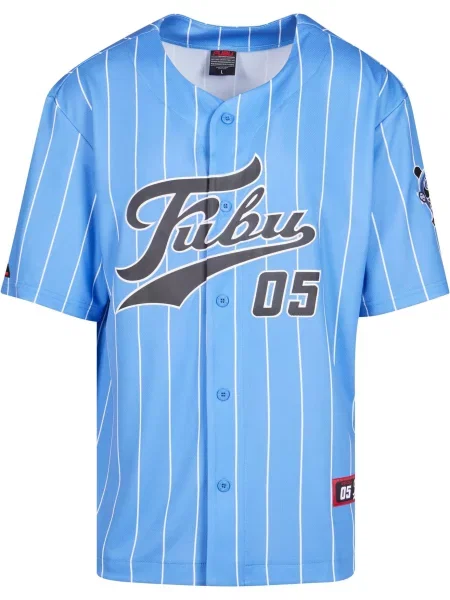 FUBU Cămașă Fubu Varsity albastru deschis / gri metalic alb