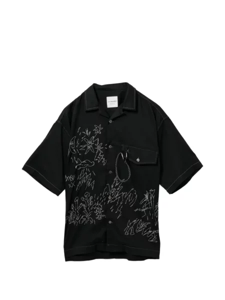 Scurt cămașă cu mânecă scurtă And Wander cu broderie cu mâneci scurte negru