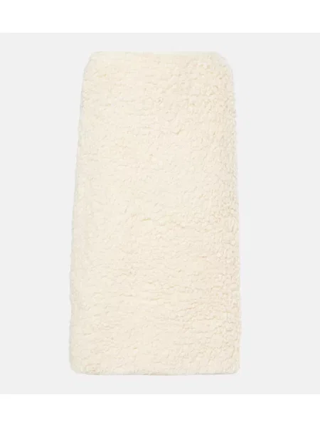 Spódnica midi Jil Sander polarowa do kolan biała