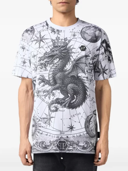 Tricou Philipp Plein cu imagine alb