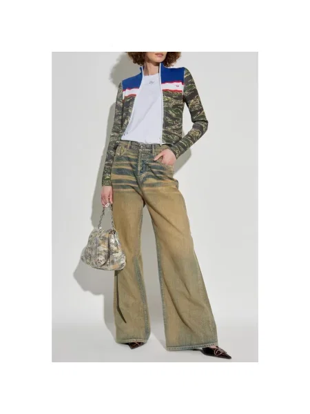 Lniana wielobarwność bluza Diesel zielona