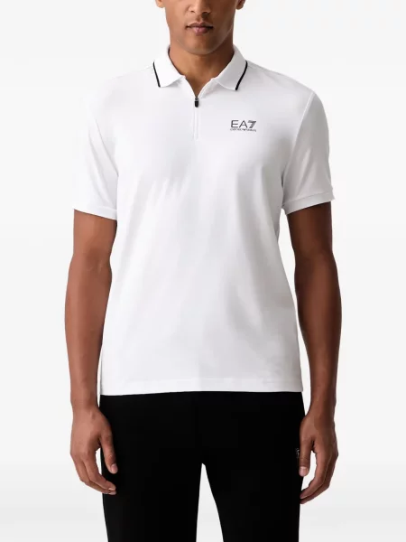Tricou polo Ea7 Emporio Armani cu imagine alb