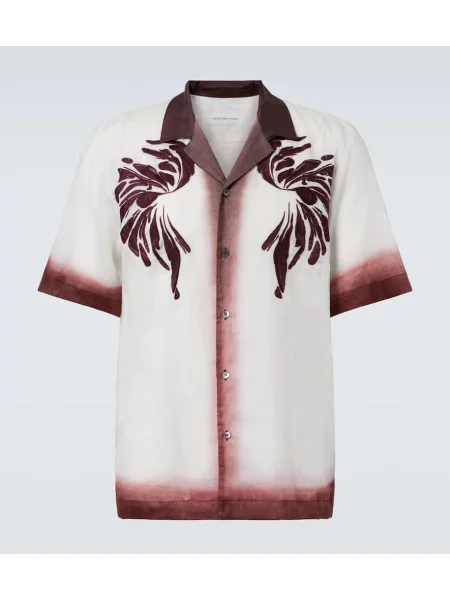 Cămașă Dries Van Noten cu broderie bordo