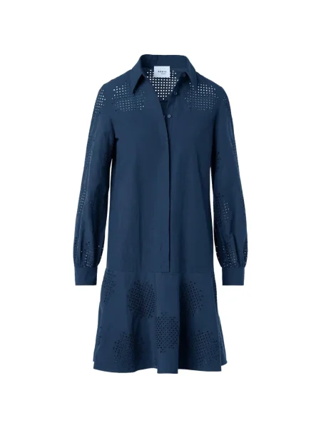 Rochie mini Akris Punto cu broderie scurtă de costum albastru
