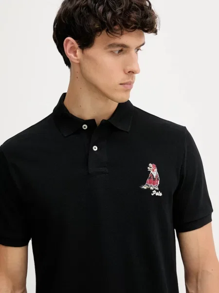 Поло Polo Ralph Lauren с аппликацией черное