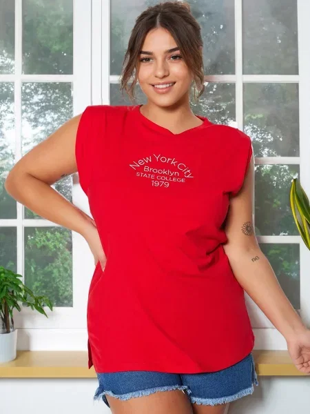 Tricou Trendyol tricotate cu imagine roșu