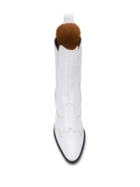 Botine Paris Texas cowboy alb