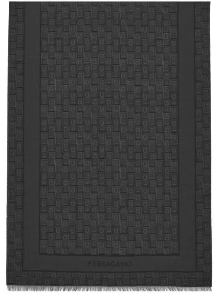 Fular Ferragamo din jacard negru