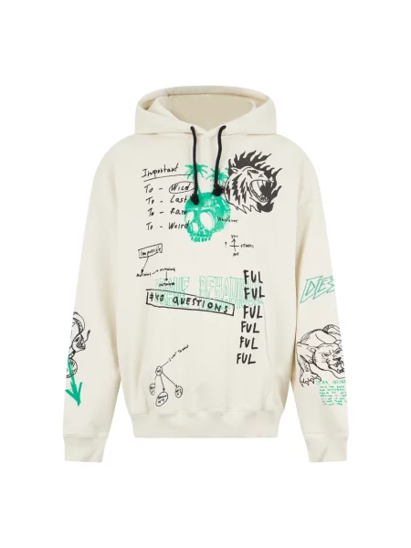 Bluza z kapturem Diesel z kapturem beżowa