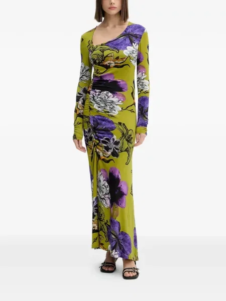 Rochie maxi Desigual cu model floral de costum verde