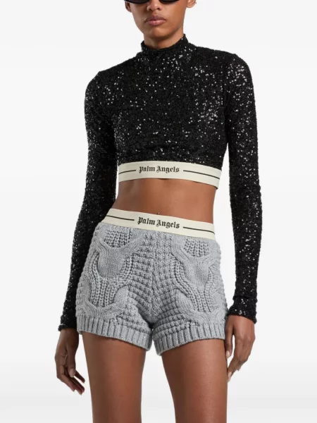 Top Palm Angels cu paiete negru