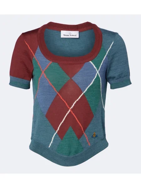 Pulover Vivienne Westwood de lână cu model argyle albastru
