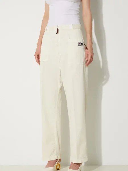 Fila pantaloni de Fila x Aries Pant drept high waist bej