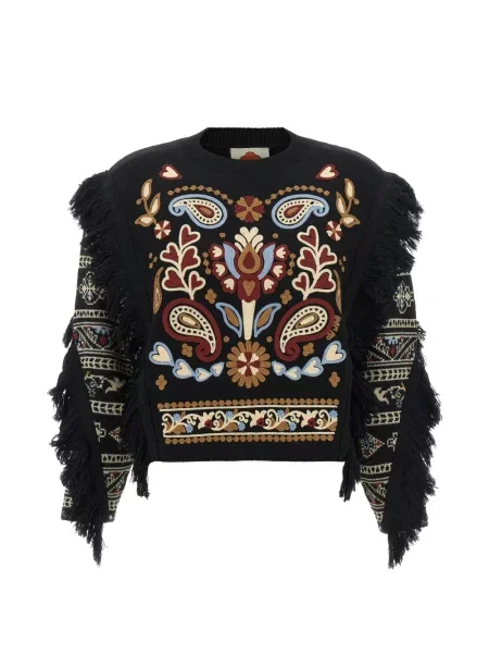 Pulover Farm Rio cu broderie negru