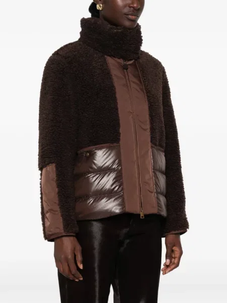 Geacă Moncler din piele de oaie maro