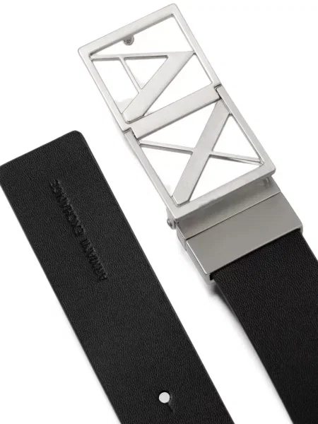 Curea Armani Exchange din piele cu cataramă cu autograf negru